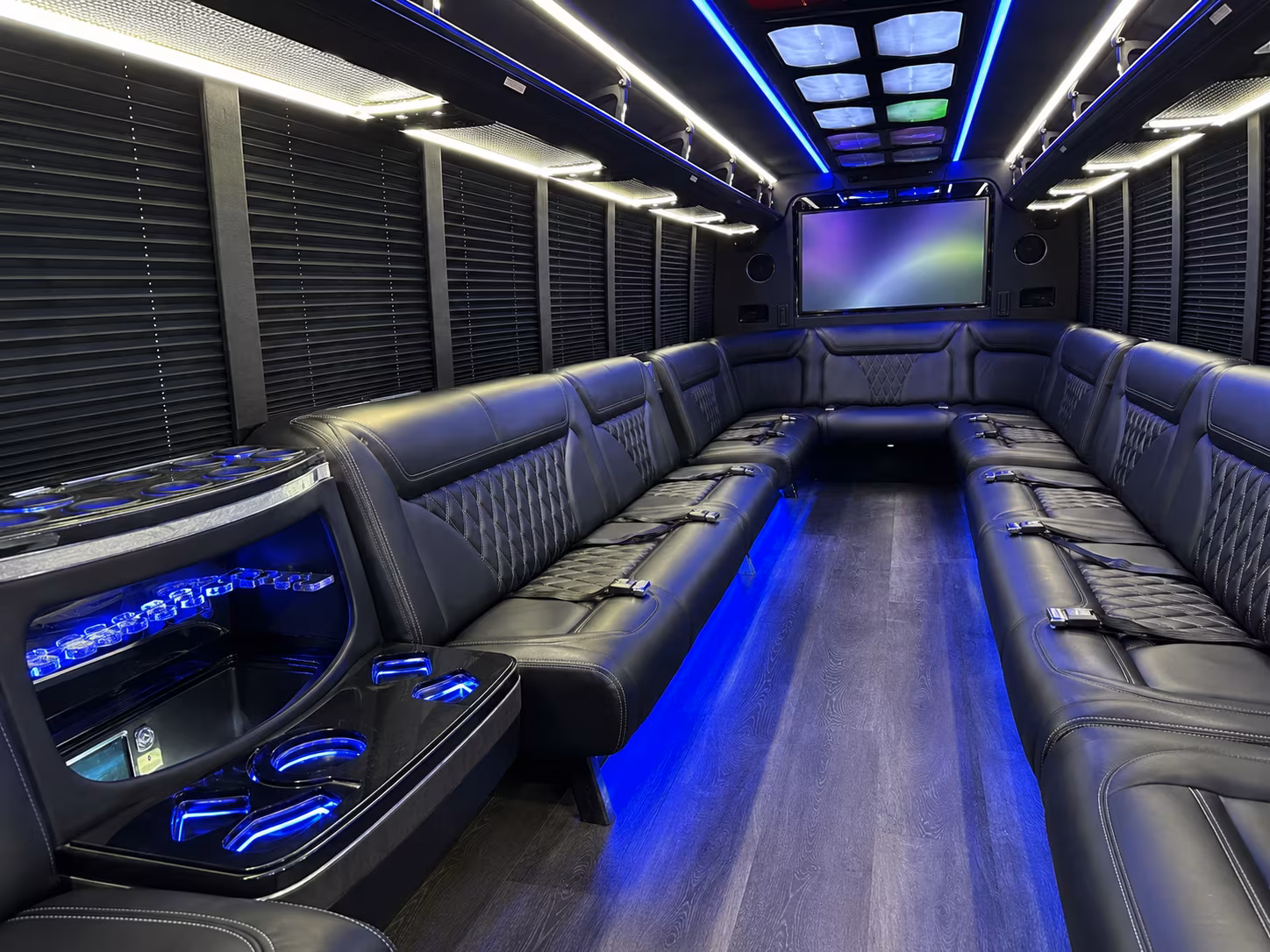 odessa 20 passenger party bus inside