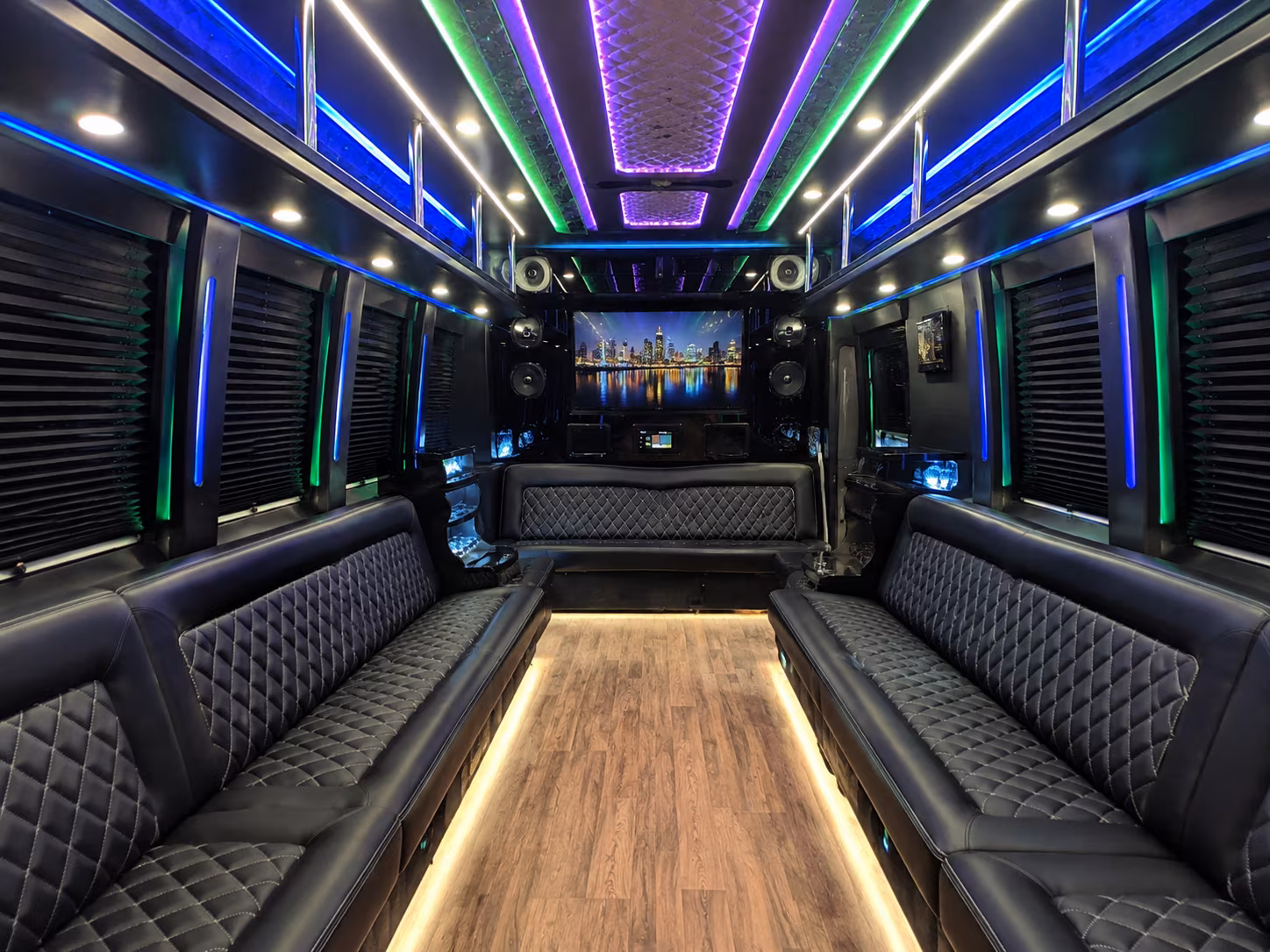 odessa 25 passenger party bus interior