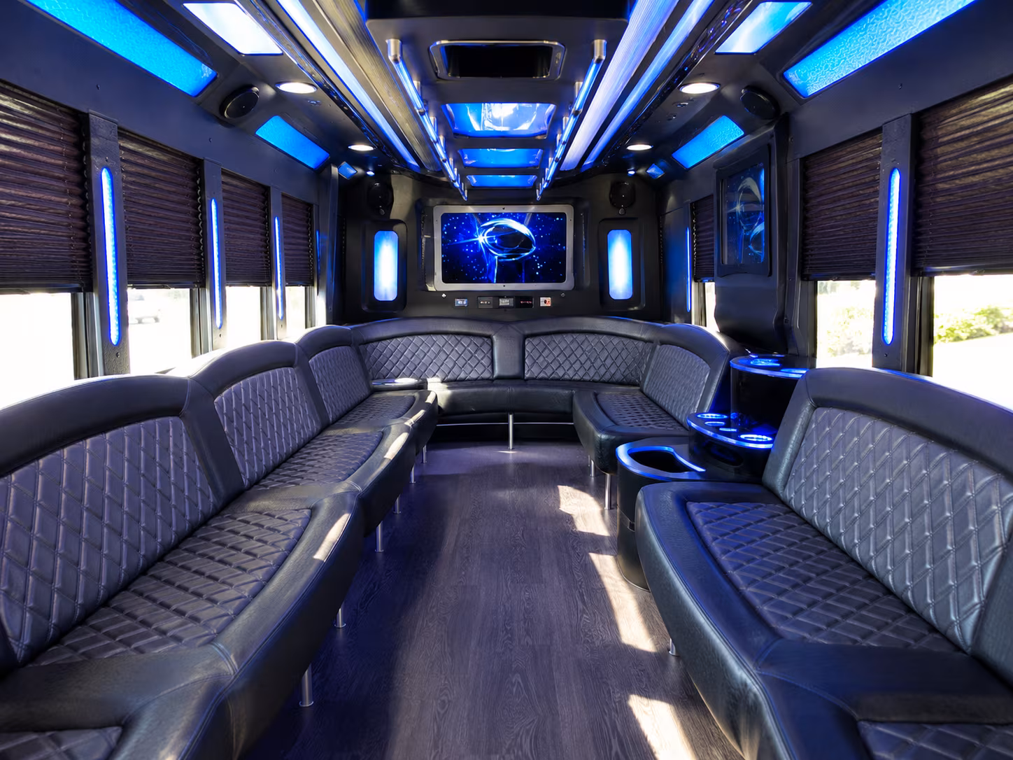 odessa 28 passenger party bus inside