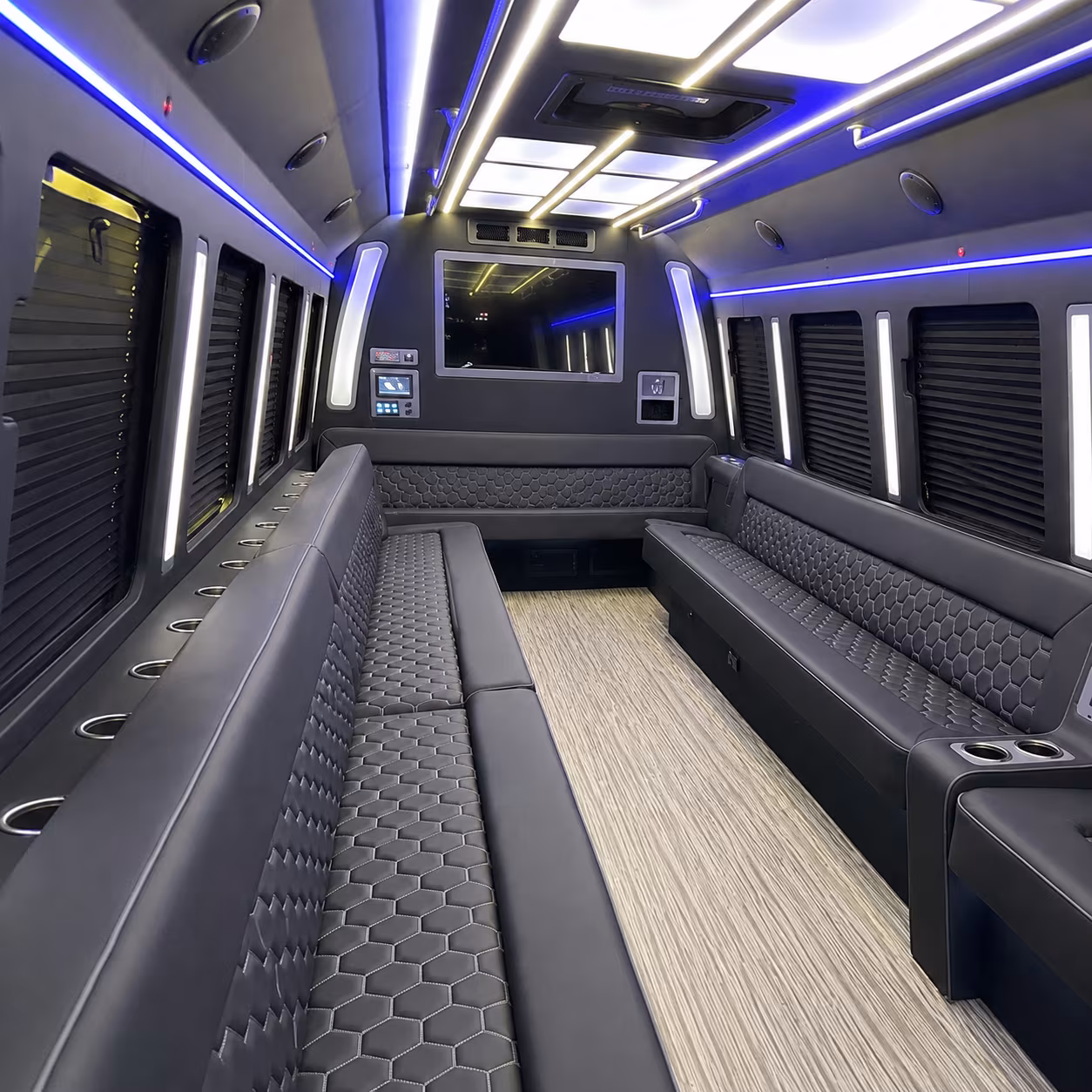 odessa 40 passenger party bus inside
