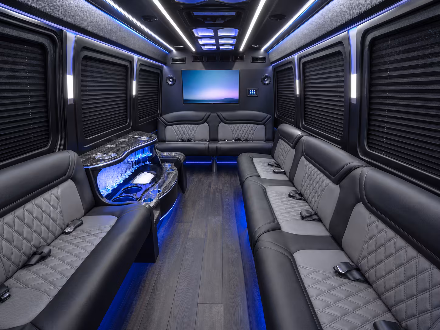 odessa 50 passenger party bus interior